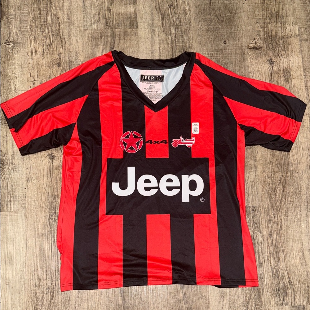 Jeep Red and Black Striped Women's Jersey